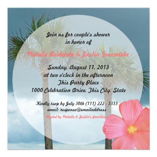 Tropical Beach Wedding Shower Personalized Invitation