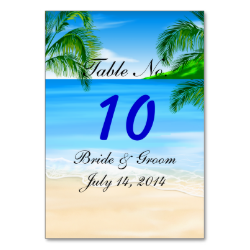 Tropical Beach Wedding Table Card