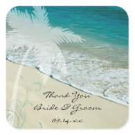Tropical Beach Wedding Thank You Stickers