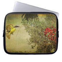 Tropical Bird Nesting in Christmas Palm Tree Computer Sleeves