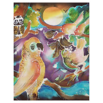 Tropical Birds at Full Moon Paradise Silk Painting Full Color Flyer