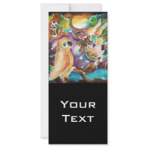 Tropical Birds at Full Moon Paradise Silk Painting Personalized Rack Card