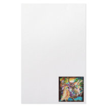 Tropical Birds at Full Moon Paradise Silk Painting Stationery Paper