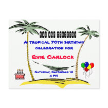 Tropical Birthday party invitation postcards