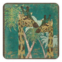 Tropical Blue Boho Giraffes Sticker stickers