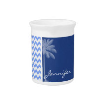 Tropical Blue Chevron Pitcher