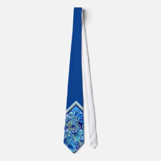 Tropical Blue Floral Neck Tie
