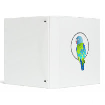 Tropical Blue & Green Parrot in Silver Ring Binder