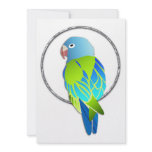 Tropical Blue &amp; Green Parrot in Silver Ring Custom Invites