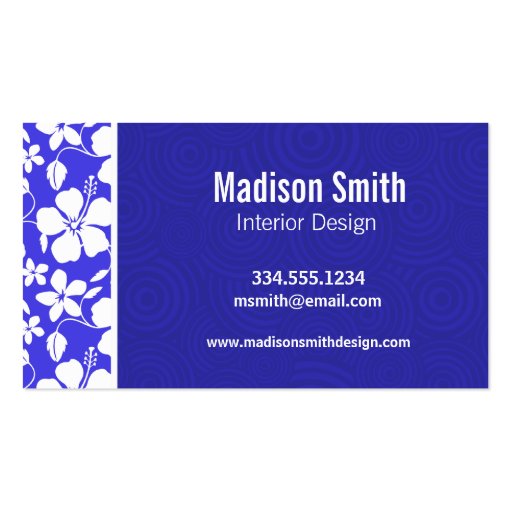 Tropical Blue Hibiscus; Palm Business Cards (back side)