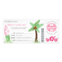 Tropical Boarding Pass Birthday Invitation