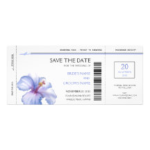 Tropical Boarding Pass Save the Date Invitations