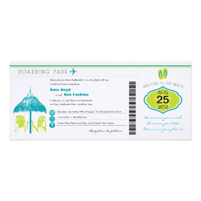 Tropical Boarding Pass Wedding Invitation