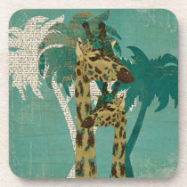 Tropical Boho Blue Giraffes Coaster cork coasters