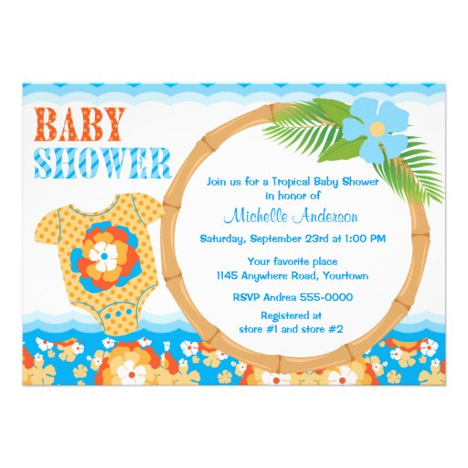 Tropical Boys Baby Shower Personalized Announcements