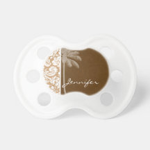 Tropical Brown Damask Pattern Pacifiers