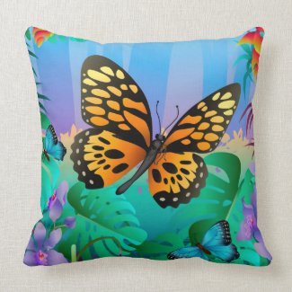 tropical butterfly pillow