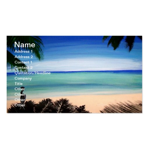 Tropical Caribbean Beach island view Business Card (front side)