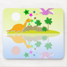 Tropical Cartoon Dinosaurs Island Mousepad