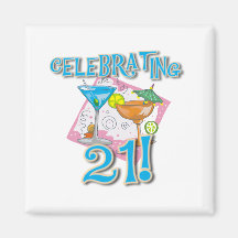 Tropical Celebrating 21 Refrigerator Magnet