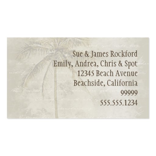 Tropical Change of Address Business Cards (back side)