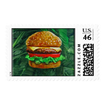 Tropical Cheeseburger Postage Stamp