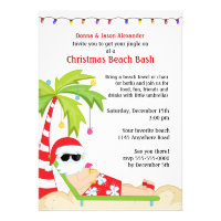 Tropical Christmas Beach Bash Custom Invites