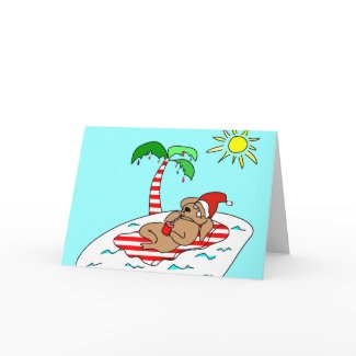 Tropical Christmas Dog Gift card