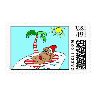 Tropical Christmas Dog Stamp
