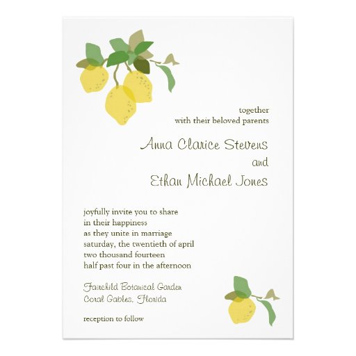 Tropical Citrus Wedding Invitation