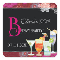 Tropical Cocktails Birthday Party Favours Sticker sticker