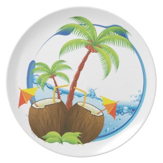 Tropical Coconut Party Plate