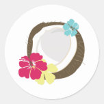 Tropical Coconut Round Stickers