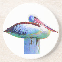 Tropical Colored Pelican Coasters