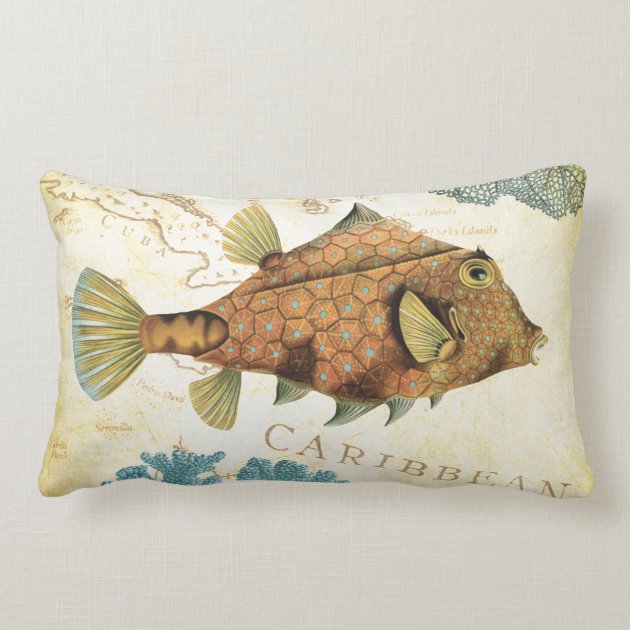 Tropical Colorful Caribbean Yellow Fish and Coral Pillow