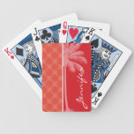 Tropical Coral & Red Swirl Bicycle Poker Deck