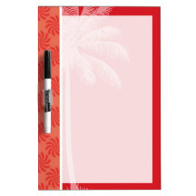 Tropical Coral & Red Swirl Dry Erase White Board