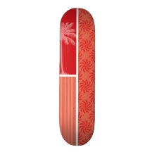Tropical Coral & Red Swirl Skate Board Deck