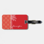 Tropical Coral & Red Swirl Travel Bag Tag