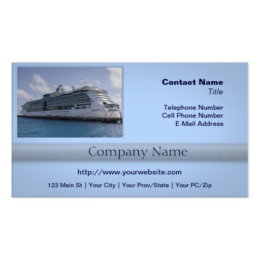 Tropical Cruise Ship Business Card Templates (front side)