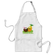 TROPICAL cute Kawaii Coconut and pineapple Apron