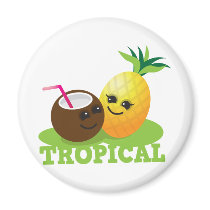 TROPICAL cute Kawaii Coconut and pineapple Magnets