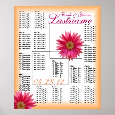 Tropical Daisy Wedding Guest Seating Chart Posters