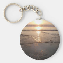 Tropical dark Beach sunset Keychain