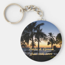 Tropical Destination Bride & Groom Keychain