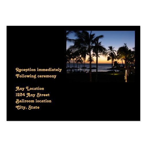 Tropical Destination Wedding Reception Card Business Card Templates (front side)