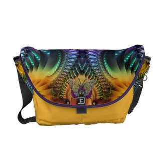 Tropical Dream Fractal Butterfly Messenger Bag