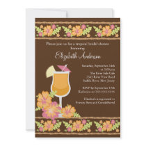 Tropical Drinks Hibiscus Flowers Bridal Shower Custom Announcements