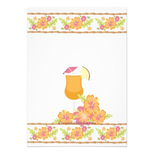Tropical Drinks Hibiscus Flowers Bridal Shower Personalized Invite