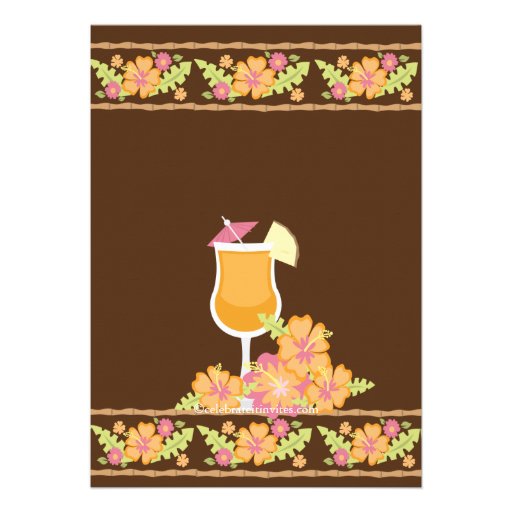 Tropical Drinks Hibiscus Flowers Bridal Shower Custom Announcements